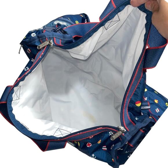 LeSportsac Boston Blue Print Nylon Duffle Weekender Bag - Picture 6 of 7